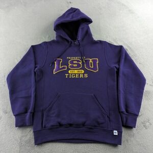 Vintage Y2K Russell Athletic‎ LSU Tigers Hoodie Small Purple NCAA Football